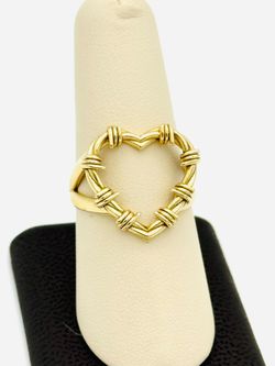 14K YELLOW GOLD HEART DESIGN RING 3.42G SIZE 9 USED