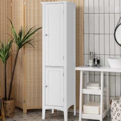 5-Tier Bathroom High Cabinet with 2 Shelves with Doors(IN BOX)