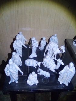 Bluish White Ceramic Village People