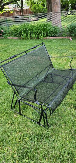 vintage wrought iron glider bench