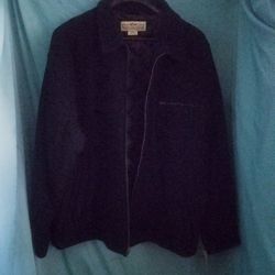 Mens XL Natural Issue 100% Black Wool Winter Coat with Quited Lining New w Tag