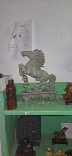 Antique Estate Jade Green serpentine rearing stallion