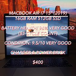 Apple MacBook Air i9 Chip 15” (2019) 16GB RAM/512GB SSD Used 100% HEALTH Authentic