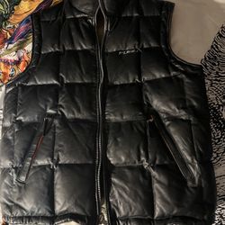 100% Leather FUBU Puffer Vest. Must Sell Asap 
