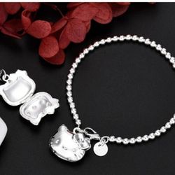 New Hello Kitty 925 Stamped Locket Bracelet. *Necklace Sold Separately.  Swipe Left For More Hello Kitty SOLD SEPARATELY SHIPPING IS Also Available 