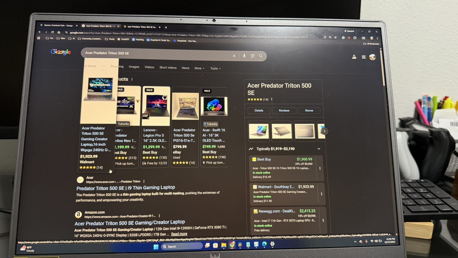 High-Performance Gaming Laptop: Acer Predator Triton 500 SE - i7/16GB/RTX (Great Condition)