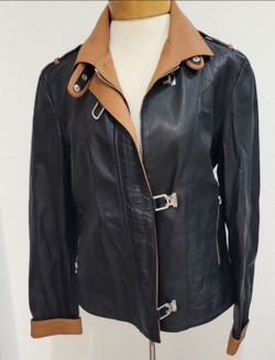 Moda in Pelle Women's Two-Tone Leather Jacket - Made In Italy