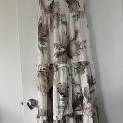 Preowned EXPRESS Maxi Smock Floral Protea Flower Dress XS