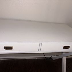 White Desk with 2 Drawers and gold hardware 