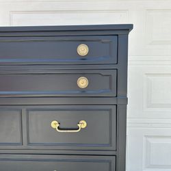 Drexel Black Tallboy Chest, Dresser, Cabinet 