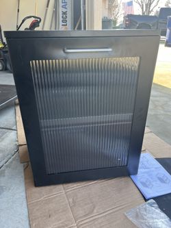 Steel 3D Printer Table for Home Use, Enclosed Cabinet with Anti-Vibration Rubber Mat & Power Strip, Moisture Protection, 28" × 22" × 20.5"