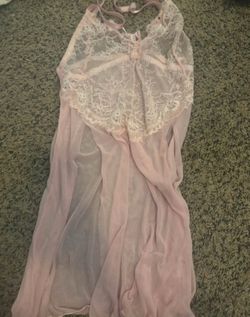 Pink Lace Sheer Slip Dress / Lingerie small