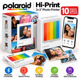 Polaroid Hi-Print 3x3 Photo Printer Includes 10 Sheets