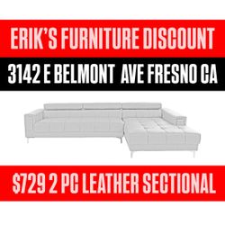 White Leather Sectional 