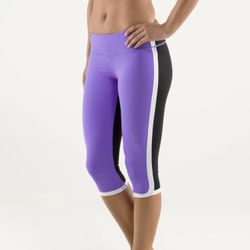 LULULEMON Power Purple Black Ignite Crop Leggings