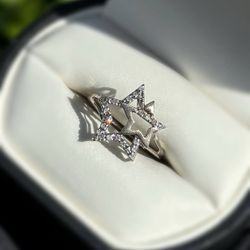 Jewelry 10k solid white gold diamonds 0.2CTW ring sz 6.50