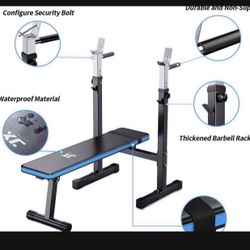 Weight Bench with Barbell Rack Folding, Weight Lifting Bench with Dip Station for Home Gym, Strength Training Multiuse Workout Bench