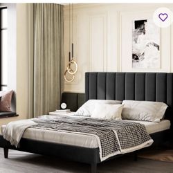 Queen Black Velvet Bed Frame
