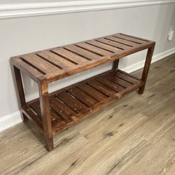 Solid Wood Entryway Bench w/ Shelf – Handmade