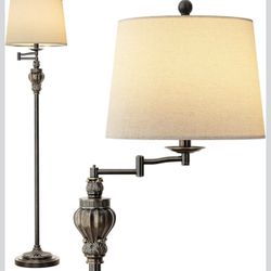 NEW 61" Vintage Floor Lamp with 350° Adjustable Swing Arm, Standing Lamp for Bedroom Living Room Bedside Nightstand Retro Farmhouse Mid Century Lamp L