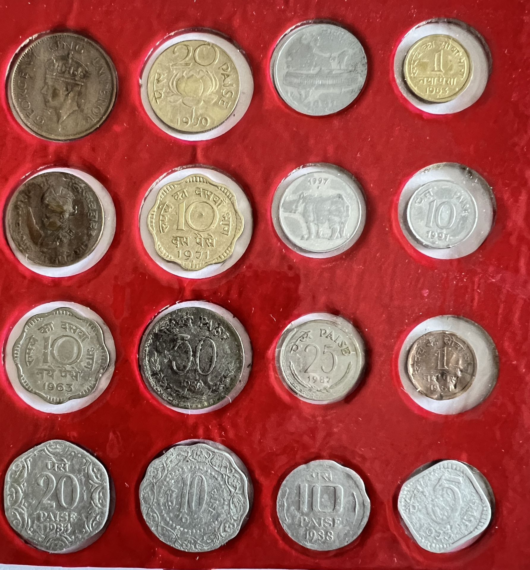 Vintage Coins From India - A Set of 16