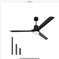 alescu Black Ceiling Fans with Lights, 60" Indoor and Outdoor Ceiling Fan with Remote Control, Modern Reversible DC Motor