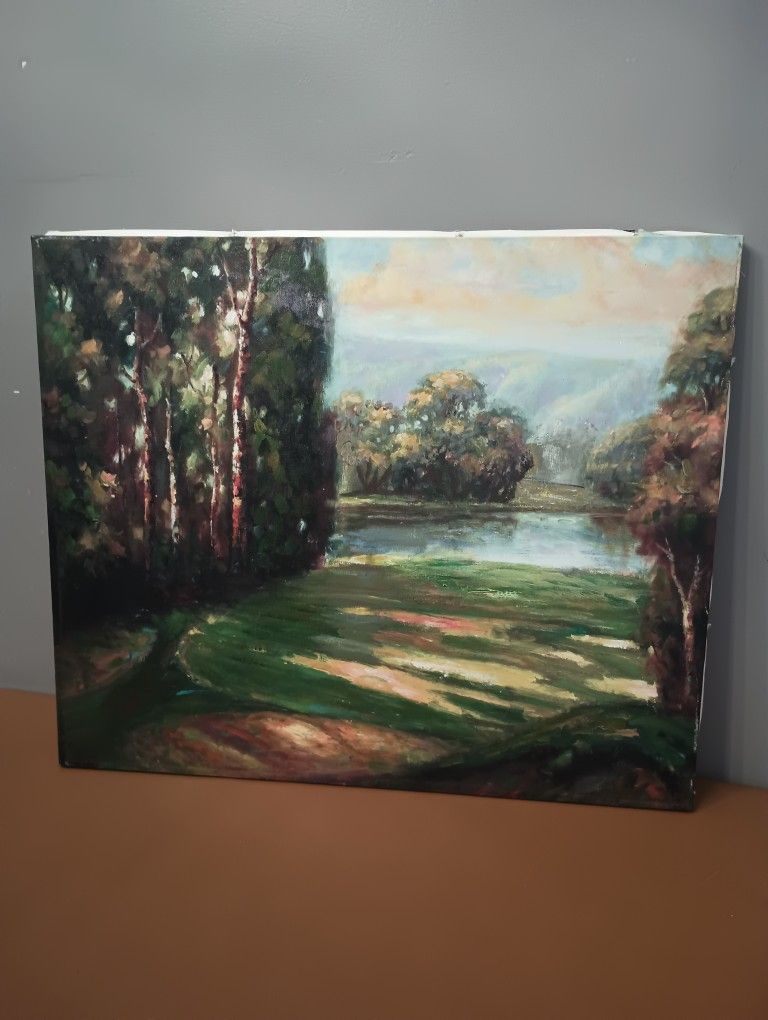 VTG OIL PAINTING ON CANVAS UNFRAMED PRE-OWNED CONDITION 24" X 20" $40.00