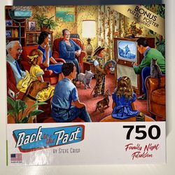Rose Art - 750pc Puzzle pieces - Family Night Television ~ Back to the Past