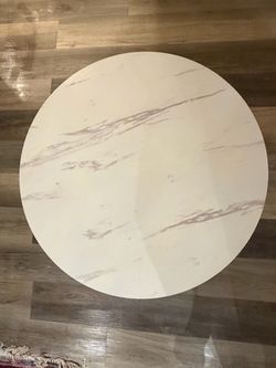 Round White Marble-Top Table