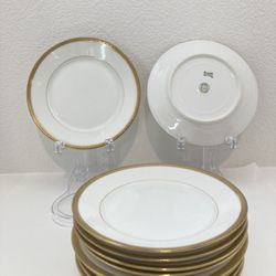 Limoges B & H France White, Gold Trim 6 1/4” Plates (10)