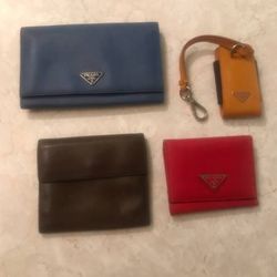 Prada Saffiano Calfskin Leather Wallets Clutch Wallet Brown Red Blue Mustard Yellow