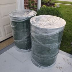 Metal Barrels 55 Gallons, Not Galvanized Inside, Perfect for traditional burn barrel, smoker, solo stove knock off.  