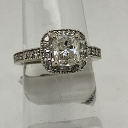 1.10ct White Gold Cushion Diamond Halo Engagement Ring
