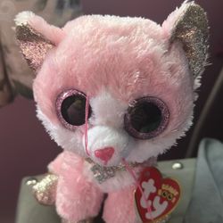 TY Pink Glitter Collar Cat