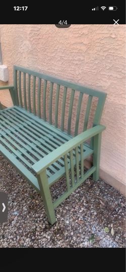 Green Outdoor Wood Slat Bench