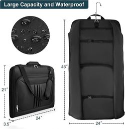 Garment Bags for Travel & Carry On Garment Bag for Business Trips with Shoulder Strap,Waterproof Foldable Luggage Hanging Suit Bags Gift, 2 in 1 Suitc Thumbnail