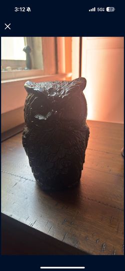 Large Black Ceramic Owl