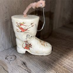 Vintage styrofoam boot Christmas ornament