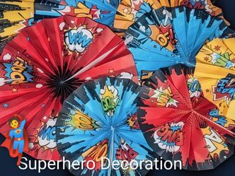 Superhero Decorations 8 fold out fans