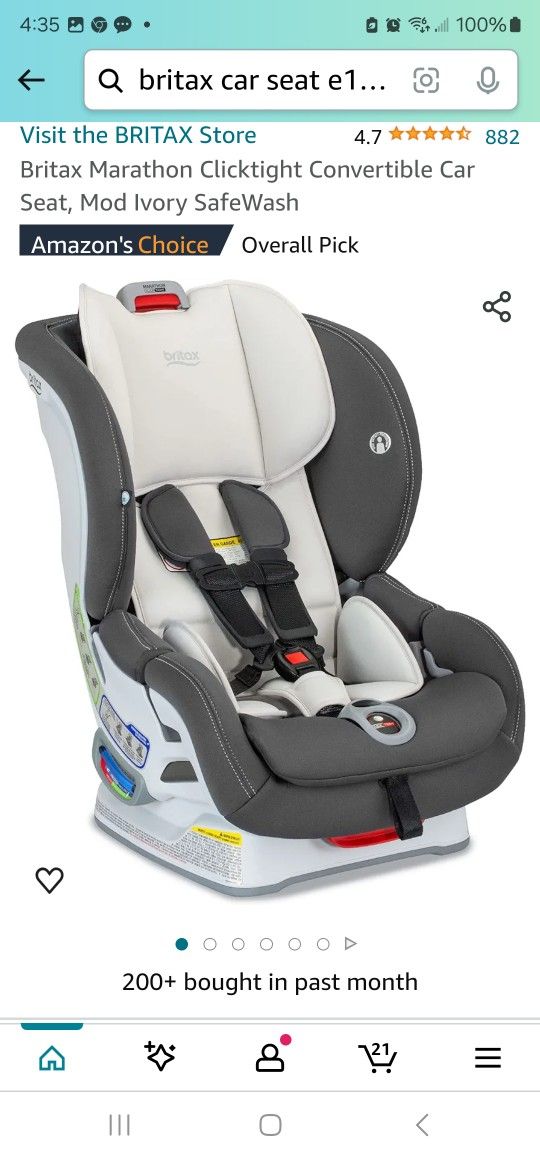 Britax Marathon Clicktight Convertible Car Seat, Mod Ivory SafeWash
(contact info removed)95