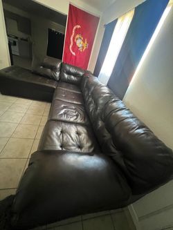 Dark Brown Leather Sectional Sofa