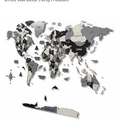 Colorful World, New 3-D Wood World Map Wall Art