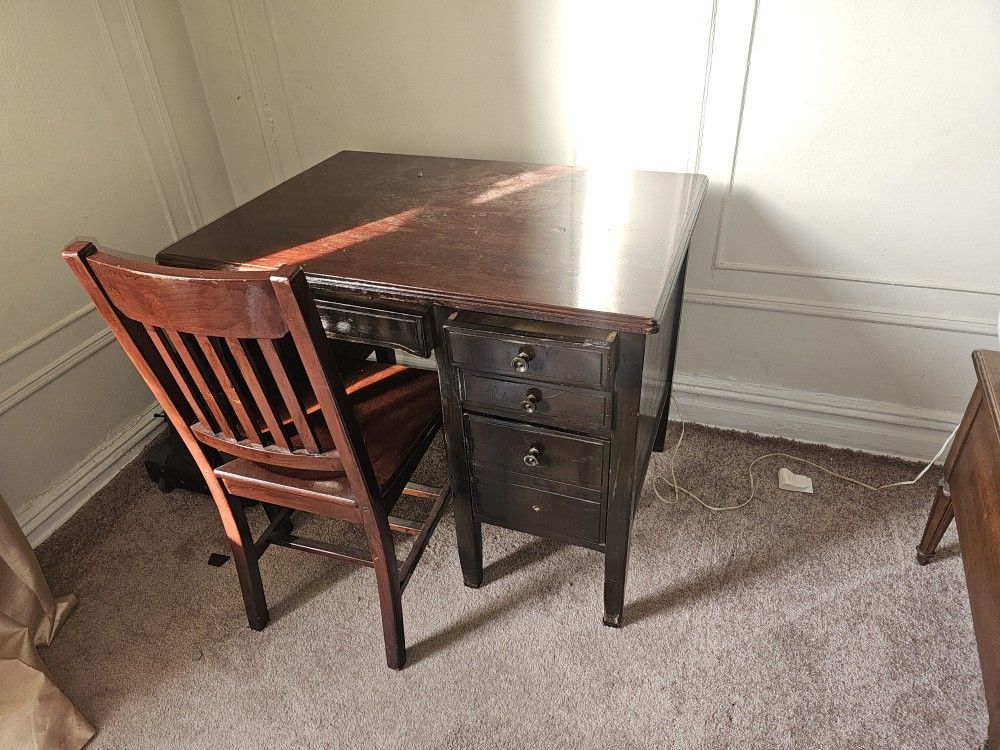 Vintage Children's Desk With Chair