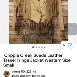 Cripple Creek Suede Leather Tassel Fringe Jacket Western 