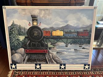 “Locomotive Journey” Train Canvas Wall Art Painting