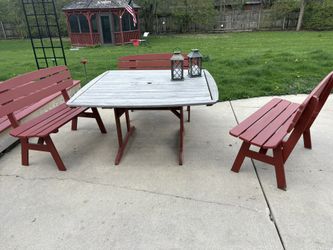 Solid Wood Table And One Bench