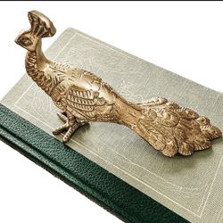 Vintage Brass Peacock Bird Figure Home Decor Tabletop Vignette Antique Gold Finish Eclectic Boho Mod