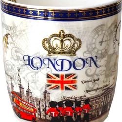 London Icon Vintage Inspired Porcelain Gold Gilded Coffee Mug Iconic Charm of England's Capital