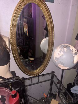 Brass Frame Oval mirror 