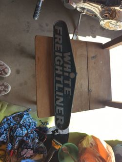 White Freightliner vintage emblem beautiful shape